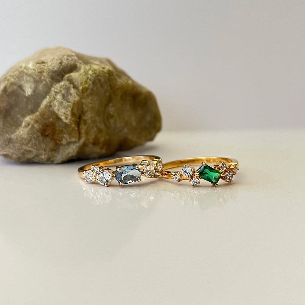 Forgyldt Lysende Blå Ring