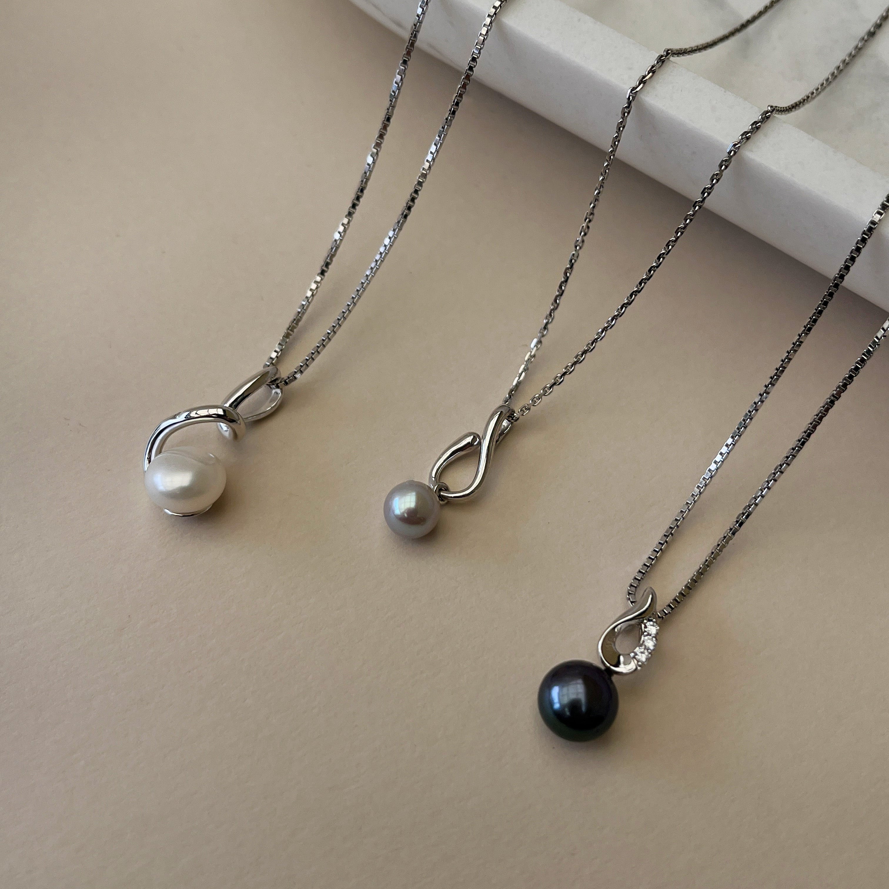 Sølv Grå Ferskvandsperle Halskæde