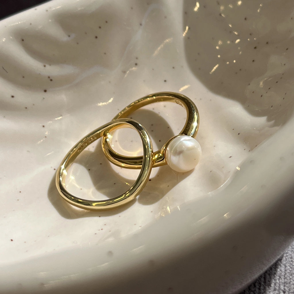 Forgyldt Ferskvandsperle Ring