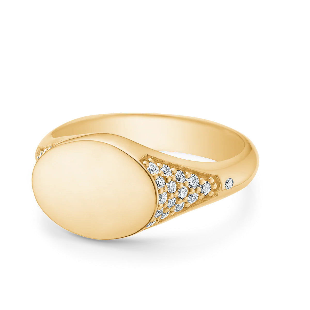 Signet diamantring solid - 18kt Rødguld