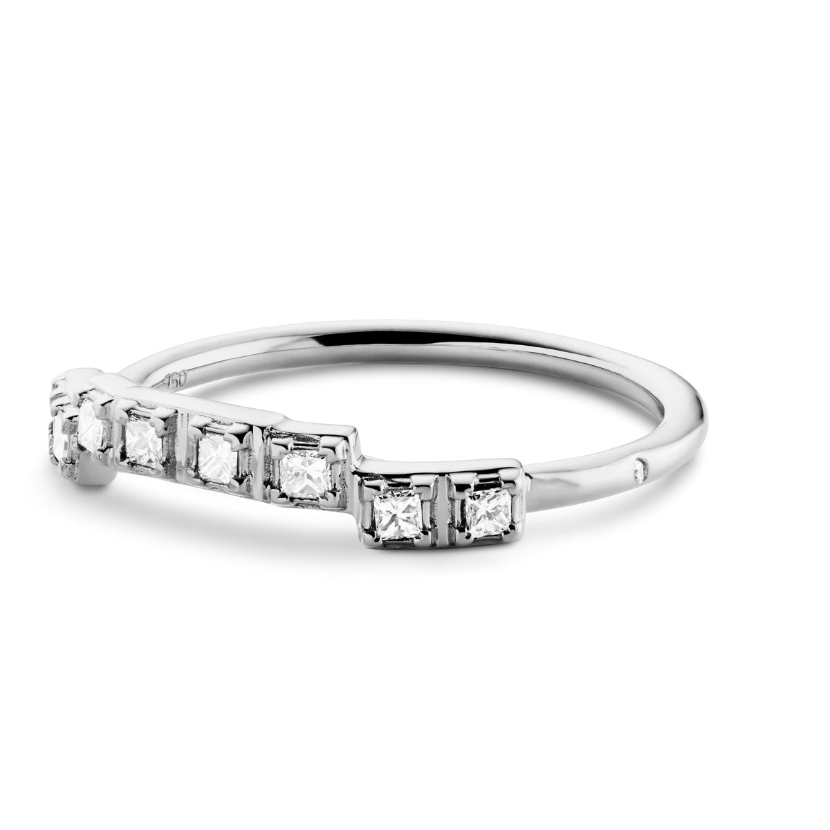 Raw Diamantring curve - 18kt Hvidguld