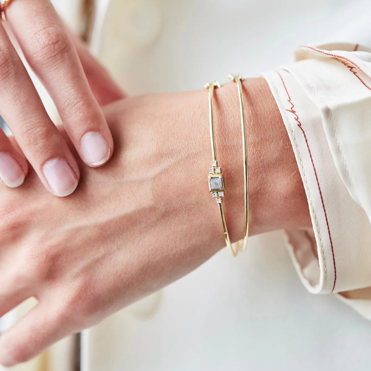 Raw Diamant armring - 18kt Rødguld