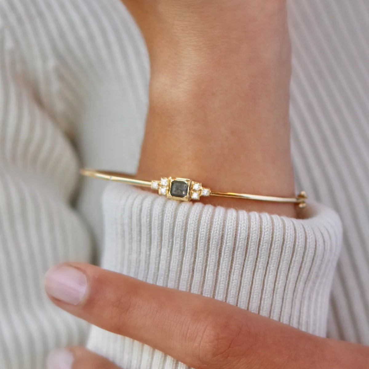 Raw Diamant armring - 18kt Rødguld