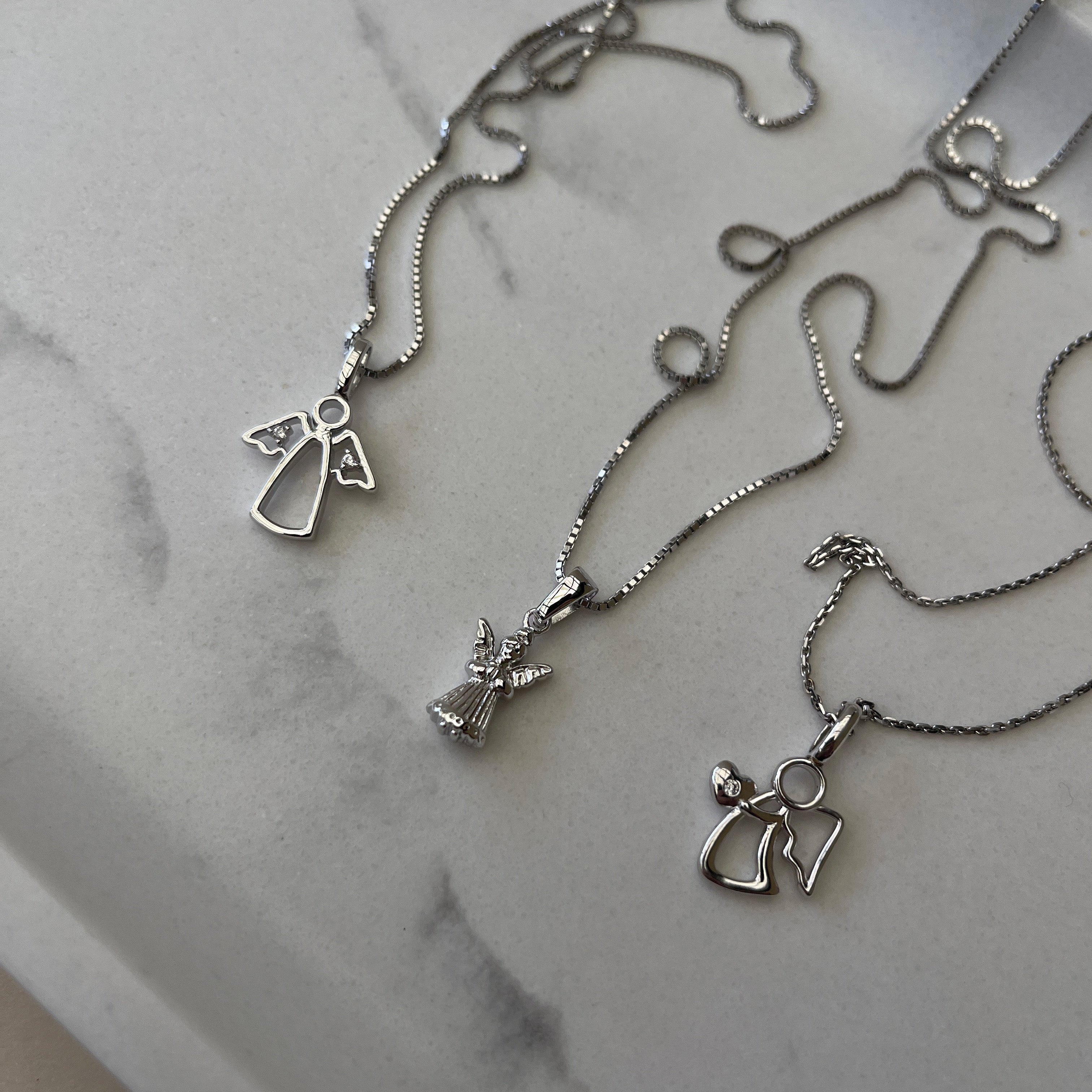 Sølv Skytsengel Halskæde