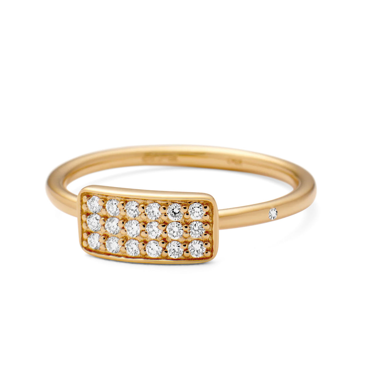 Square Diamantring - 18kt Rødguld