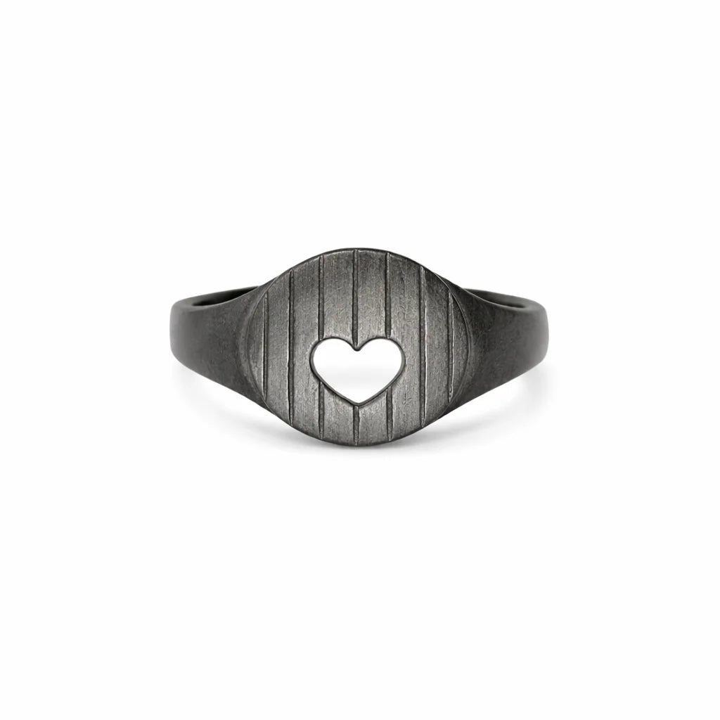 Oxyderet Hjerte Plade Ring