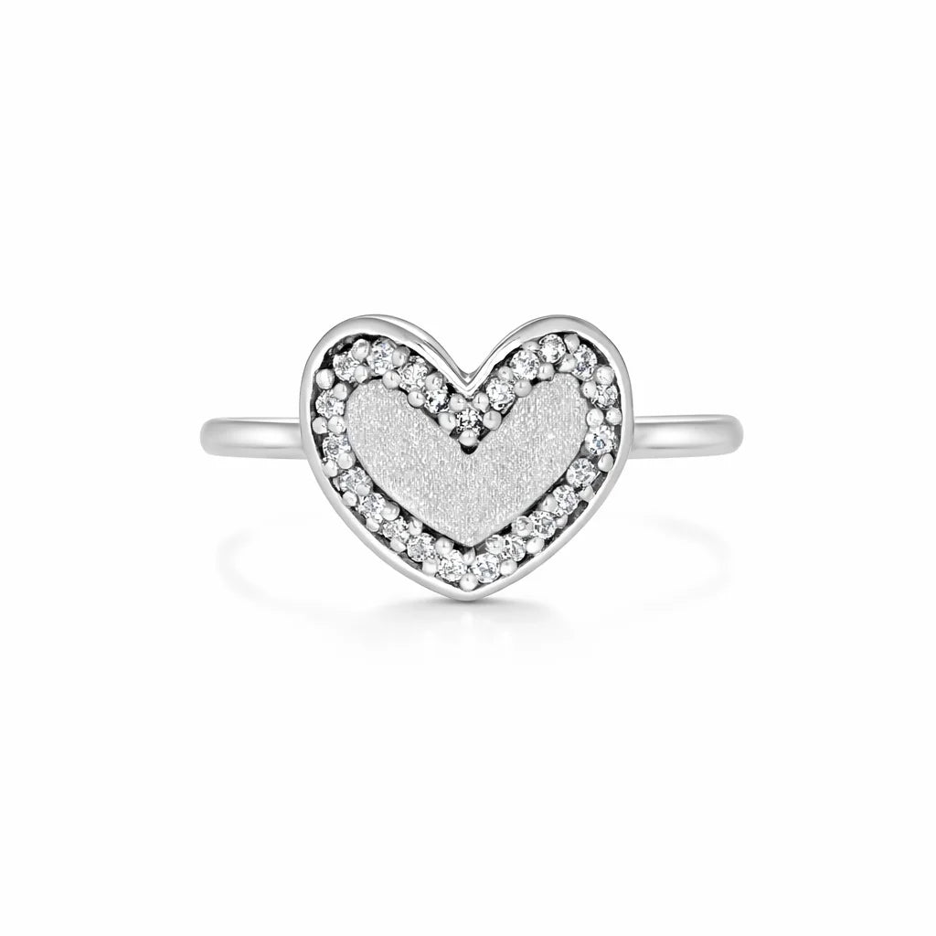 Sølv Mat Hjerte Ring