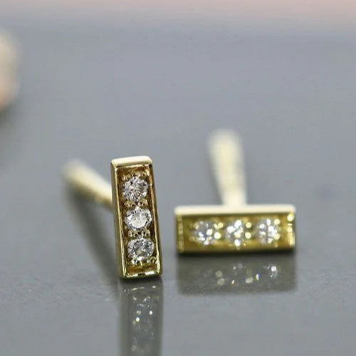 Square Diamant ørestik M - 18kt Rødguld