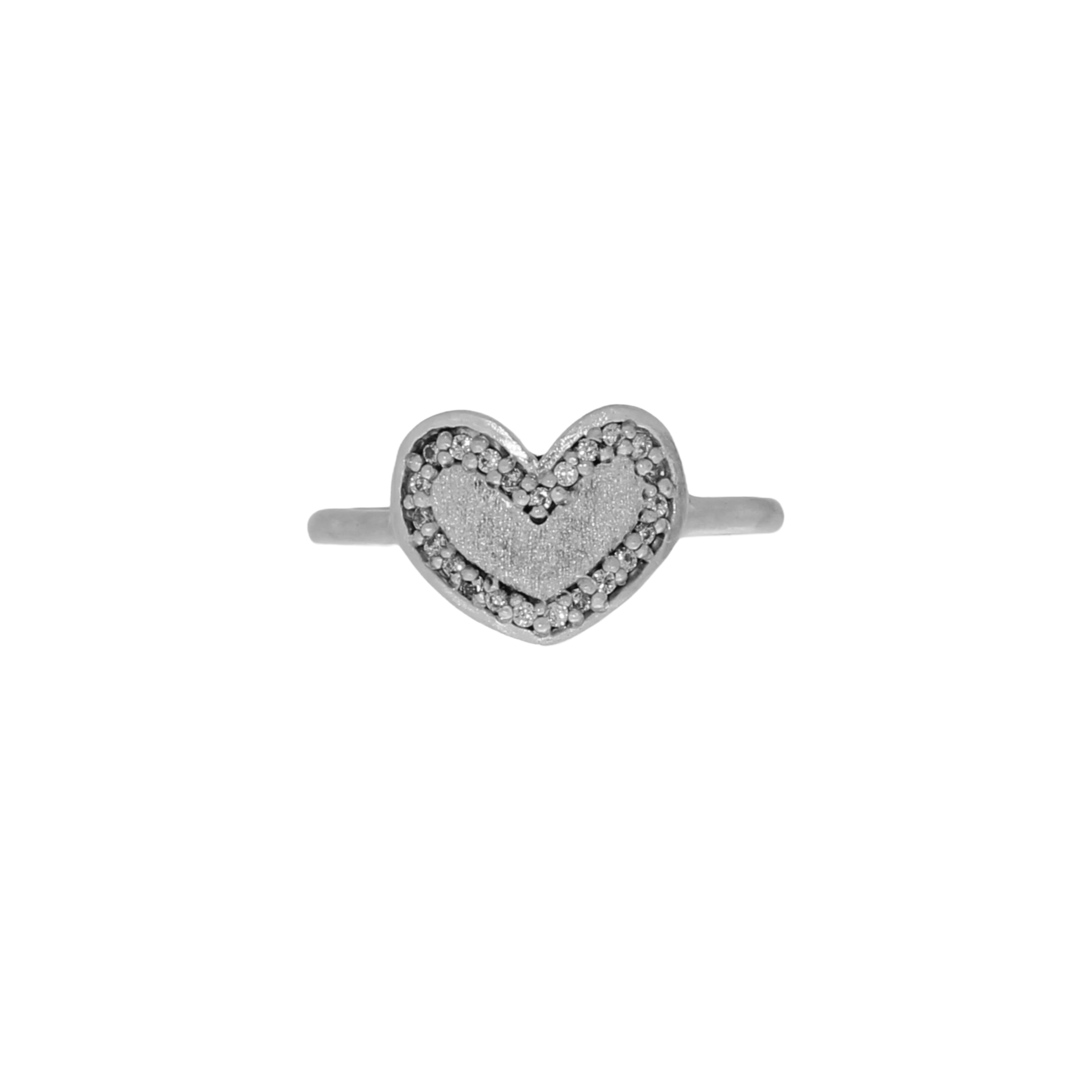 Sølv Mat Hjerte Ring