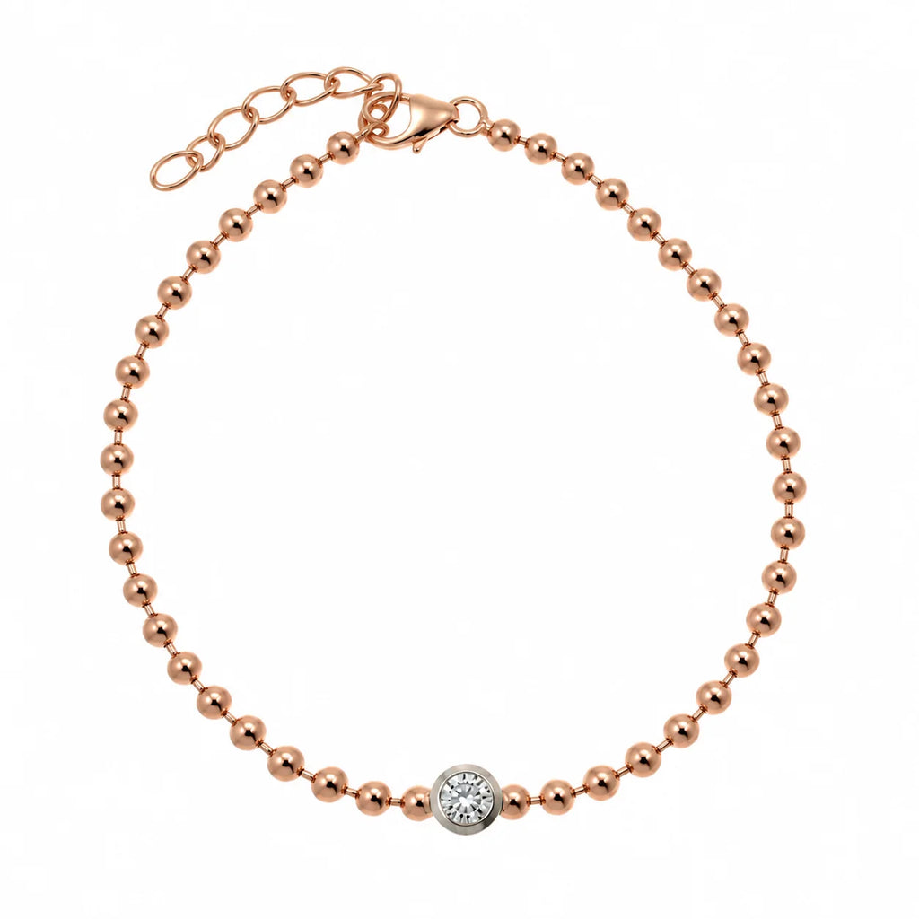 Rosalie – Elegant armbånd i rosaforgyldt sølv med kubisk zirkon