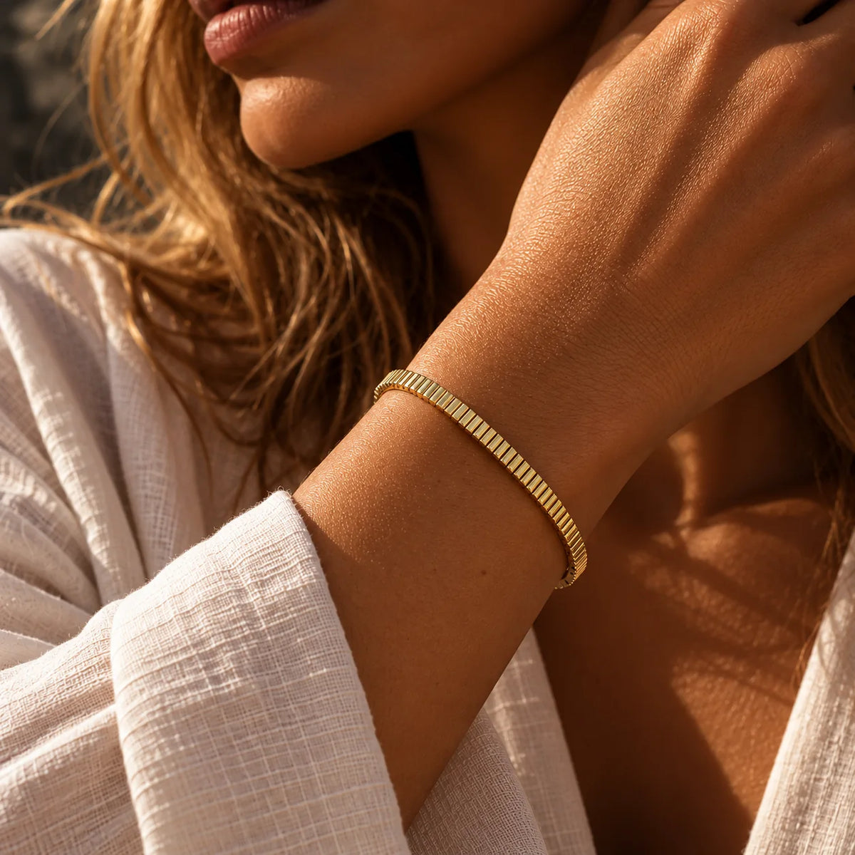 14 Karat Rillet Armring