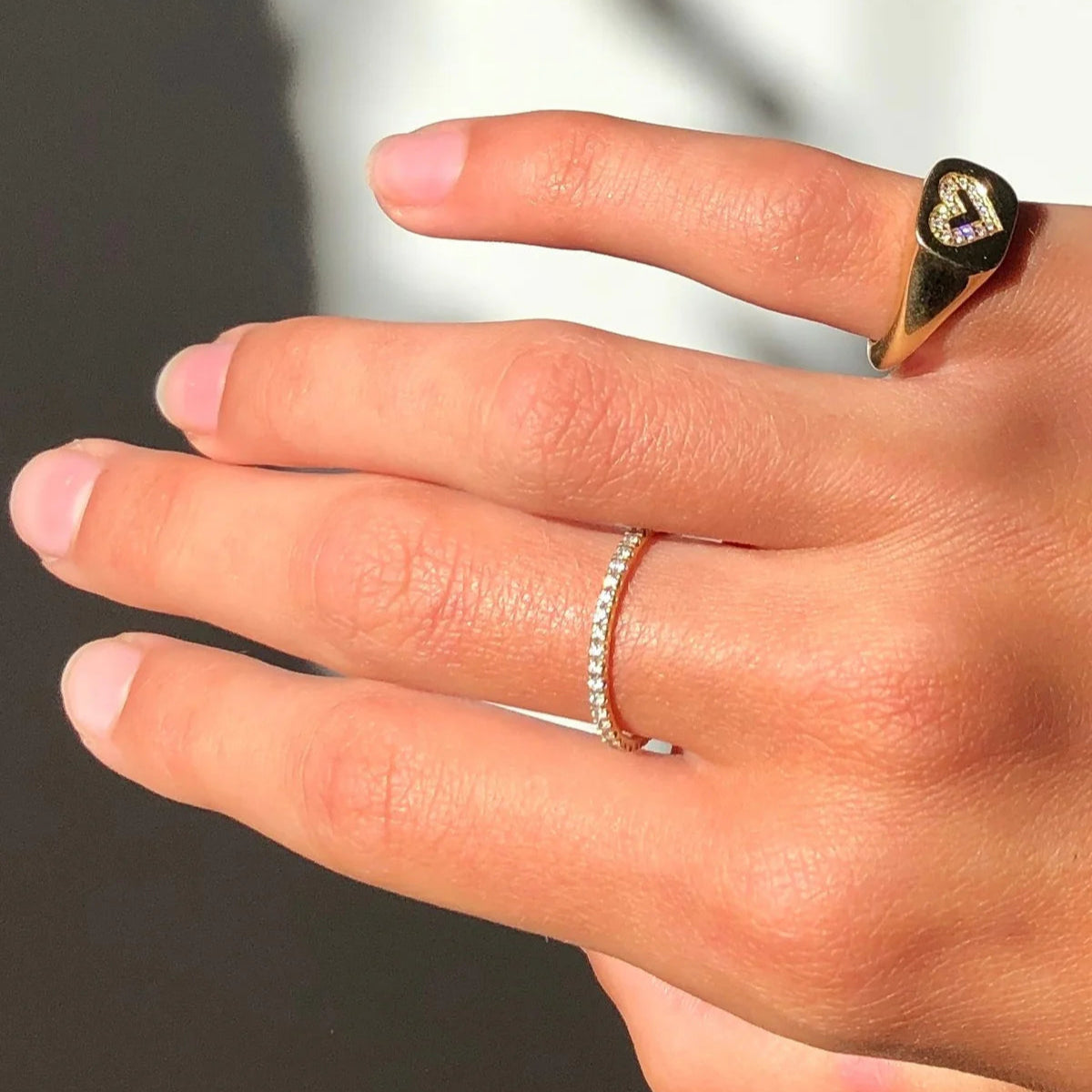Signet Heart diamantring solid - 18kt Rødguld