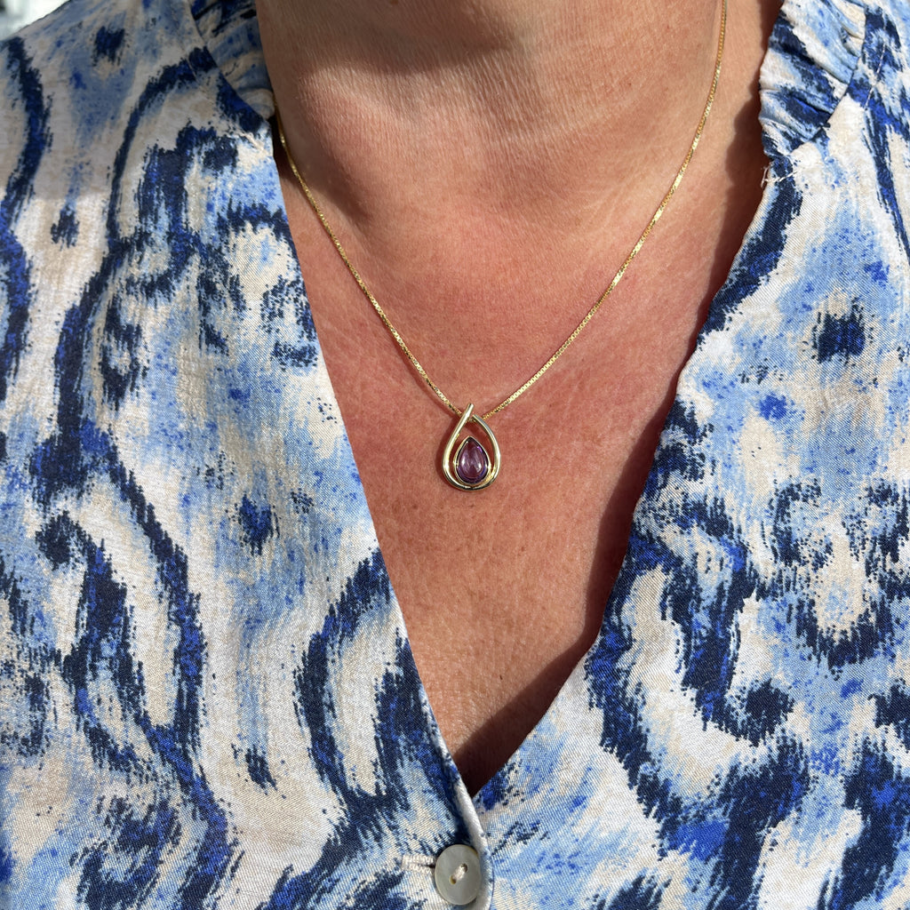 Forgyldt Lilla Dråbeformet Halskæde