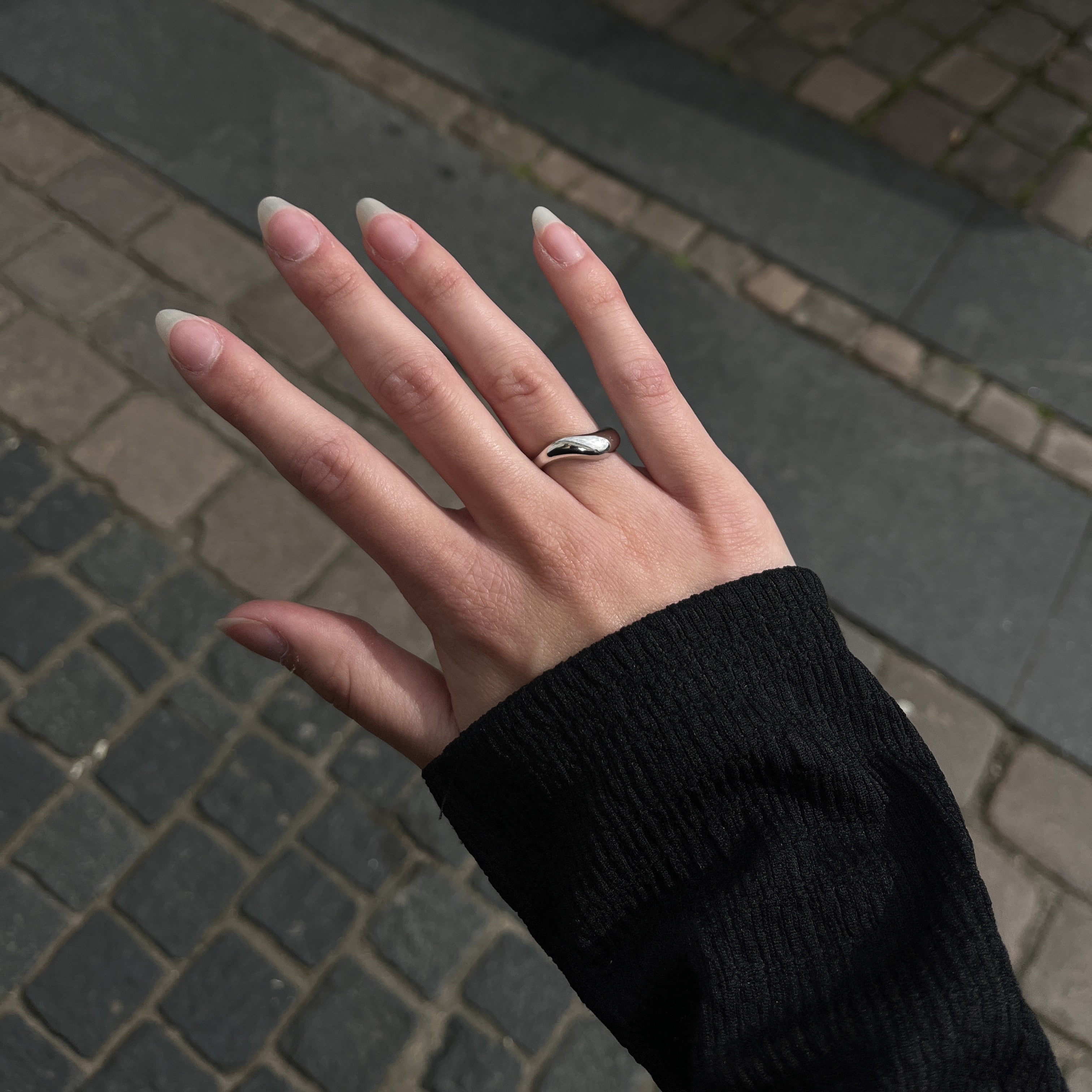 Sølv Organisk Buet Ring
