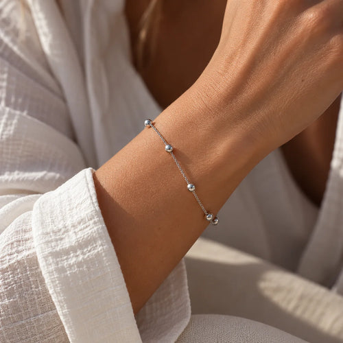 Sølv Panser Facet Kugle Armbånd