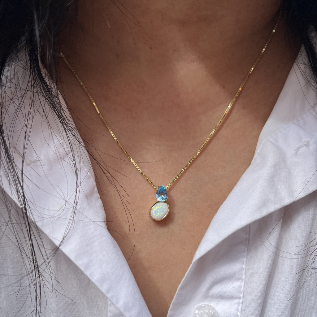 Forgyldt Opal Halskæde