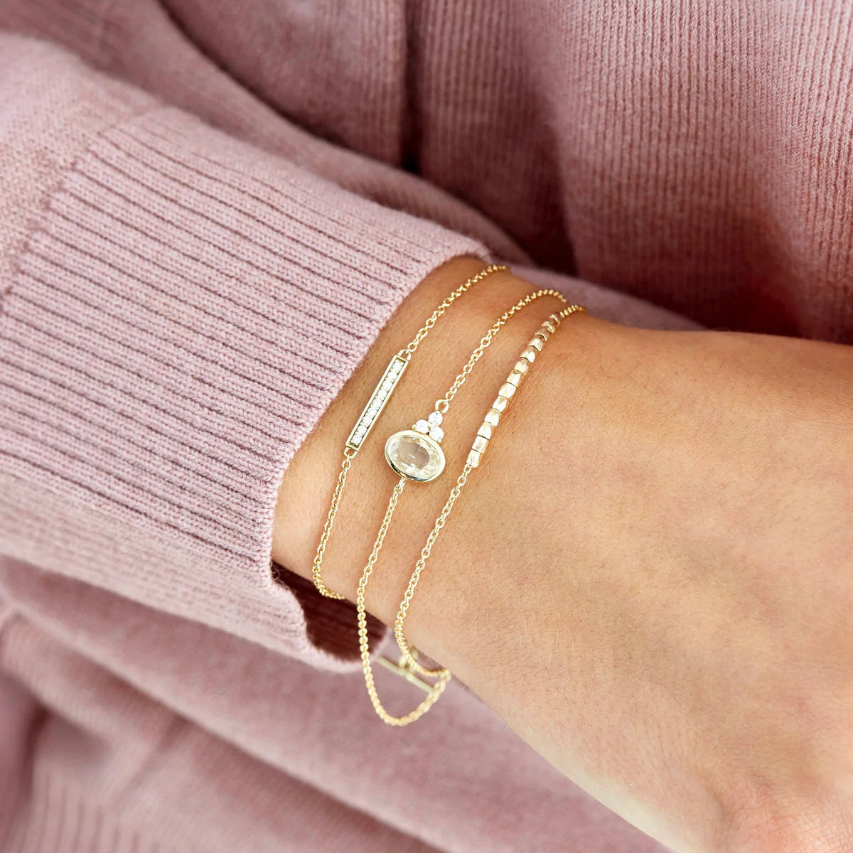 Square Diamant armbånd - 18kt Rødguld