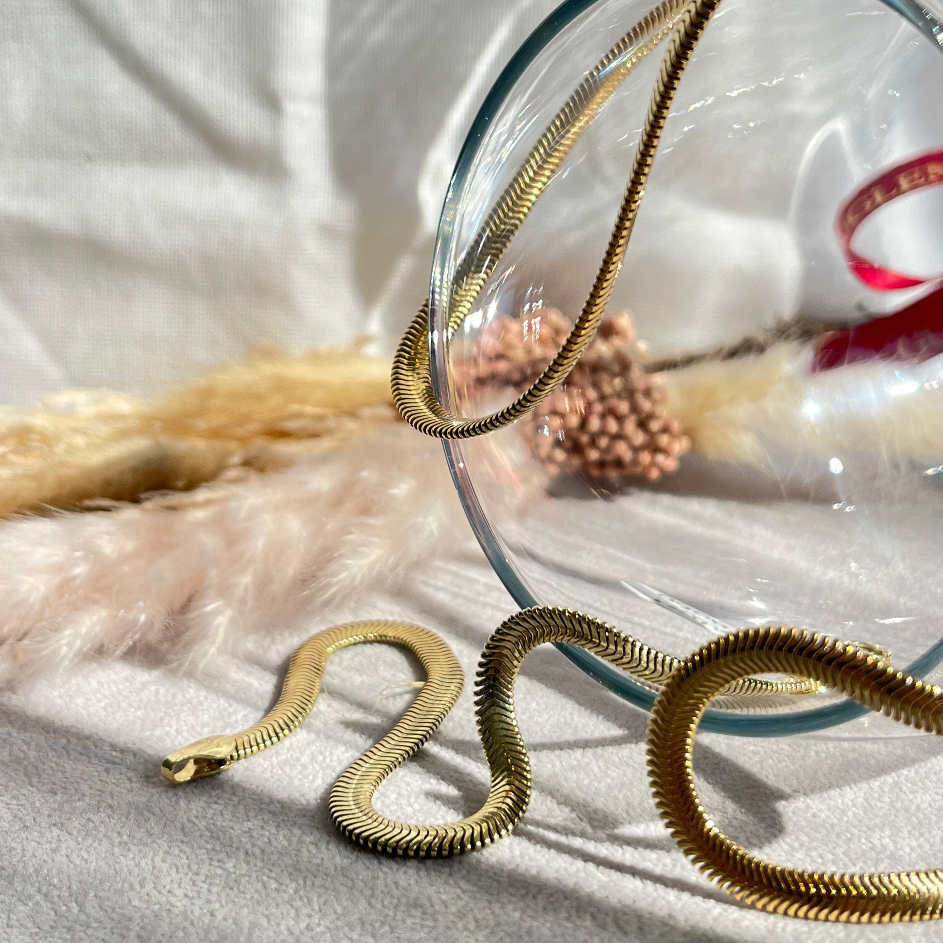 Forgyldt Flad Slange Armbånd