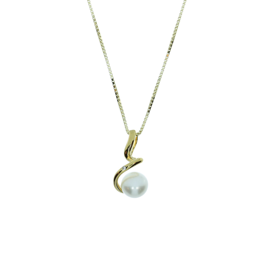 Forgyldt Spiral Ferskvandsperle Halskæde