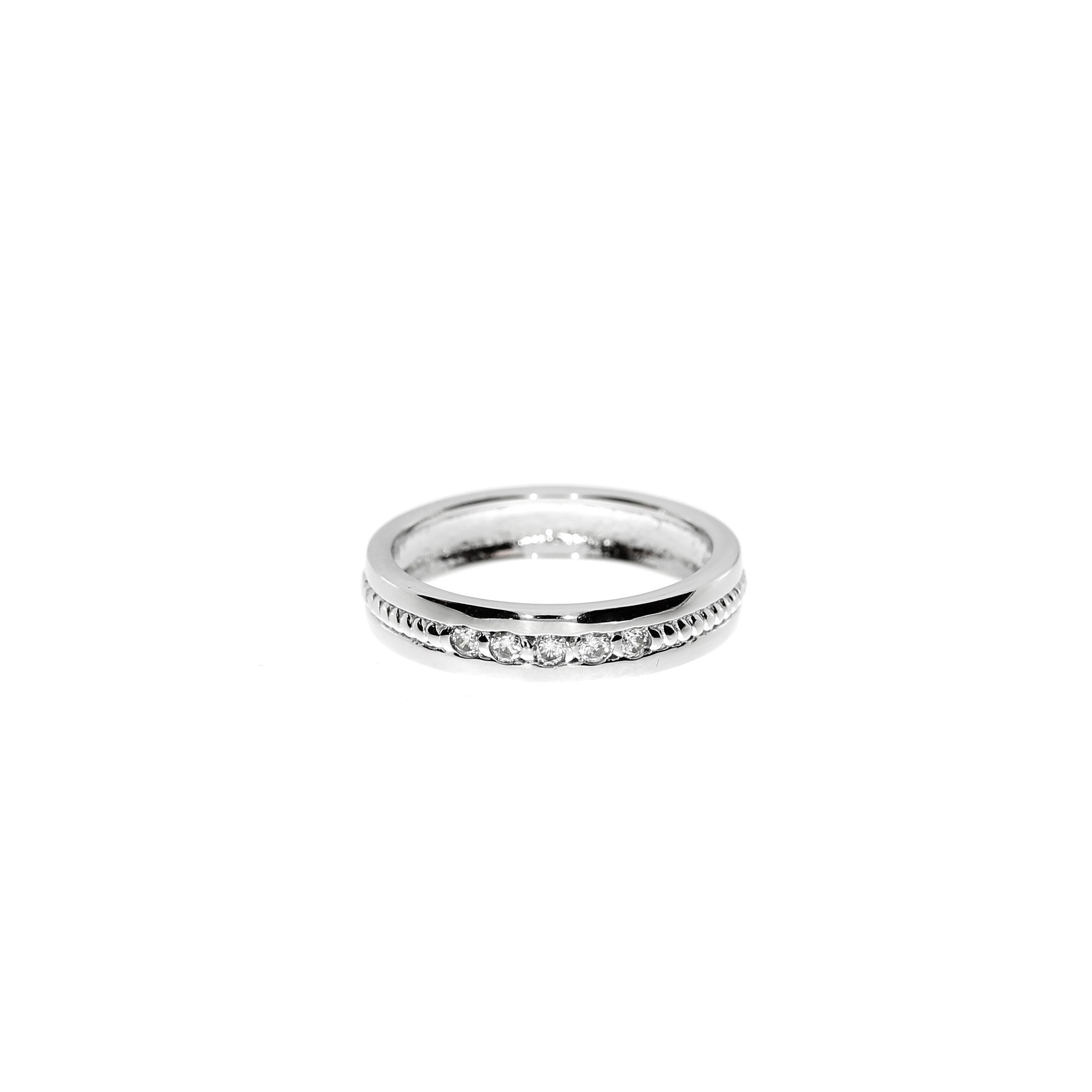 Sølv Bred Kugle Fem-Stens Ring