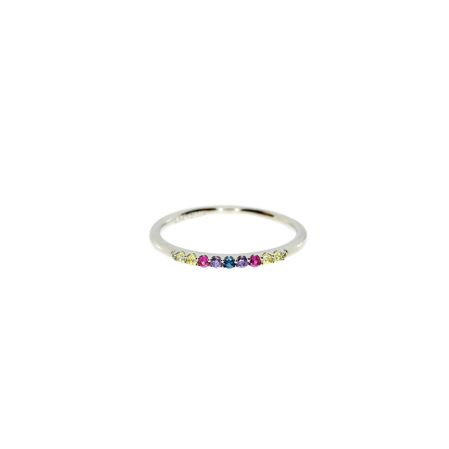 Ring - Sølv - Rækkering - Multicolor sten