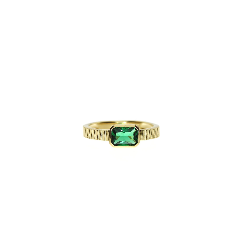 Forgyldt Facetteret Grøn Glans Ring