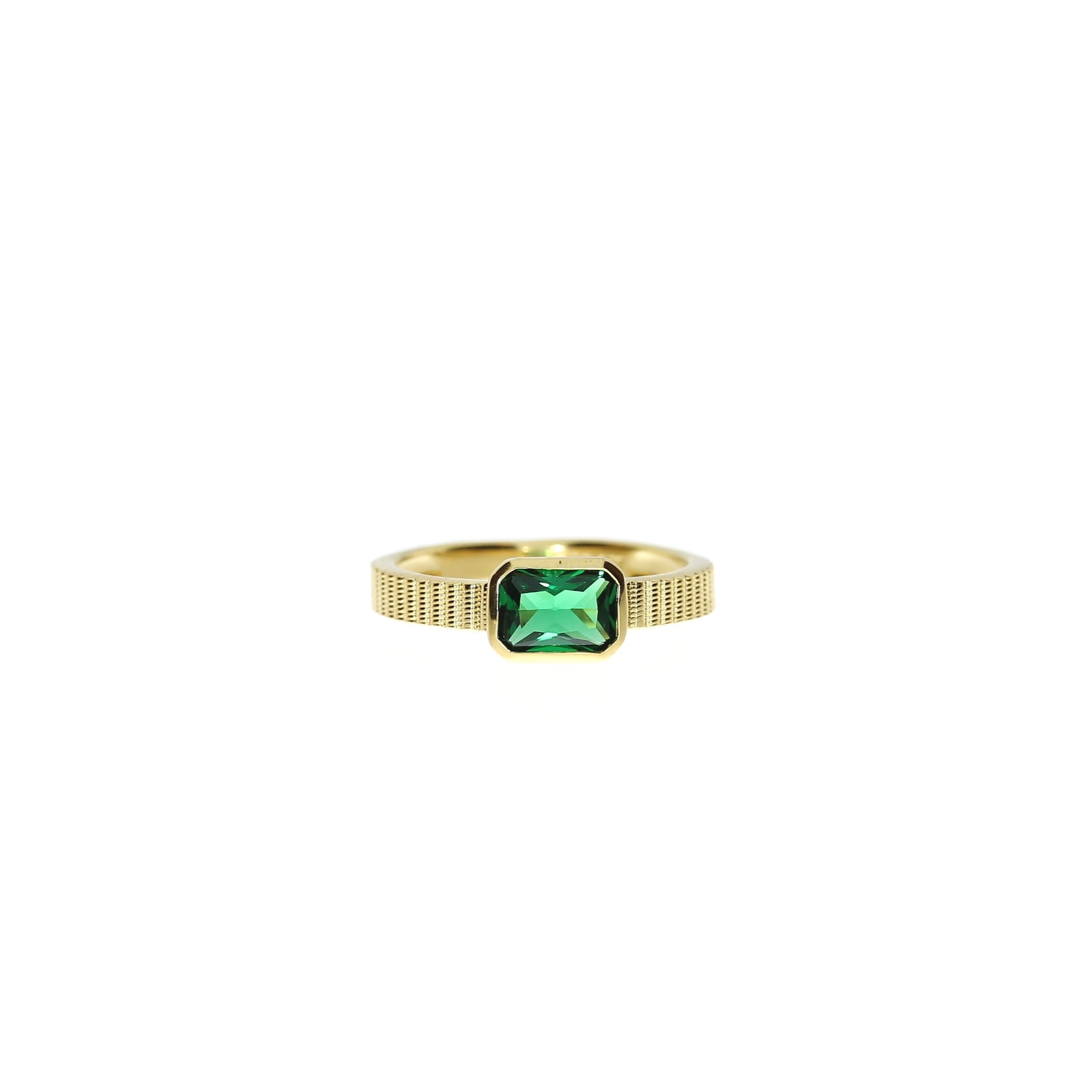 Forgyldt Facetteret Grøn Glans Ring