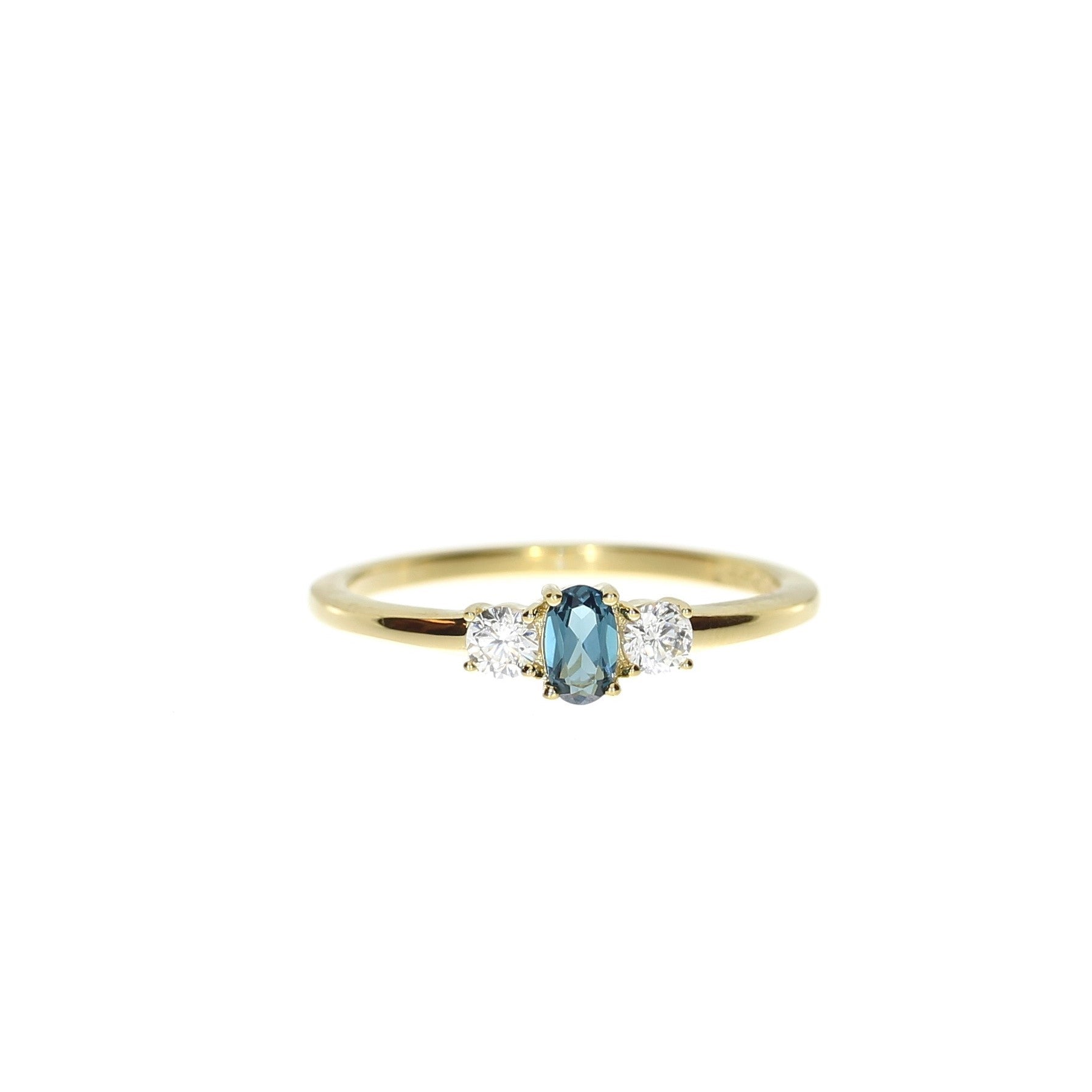 Forgyldt Blå Tre-stens Ring
