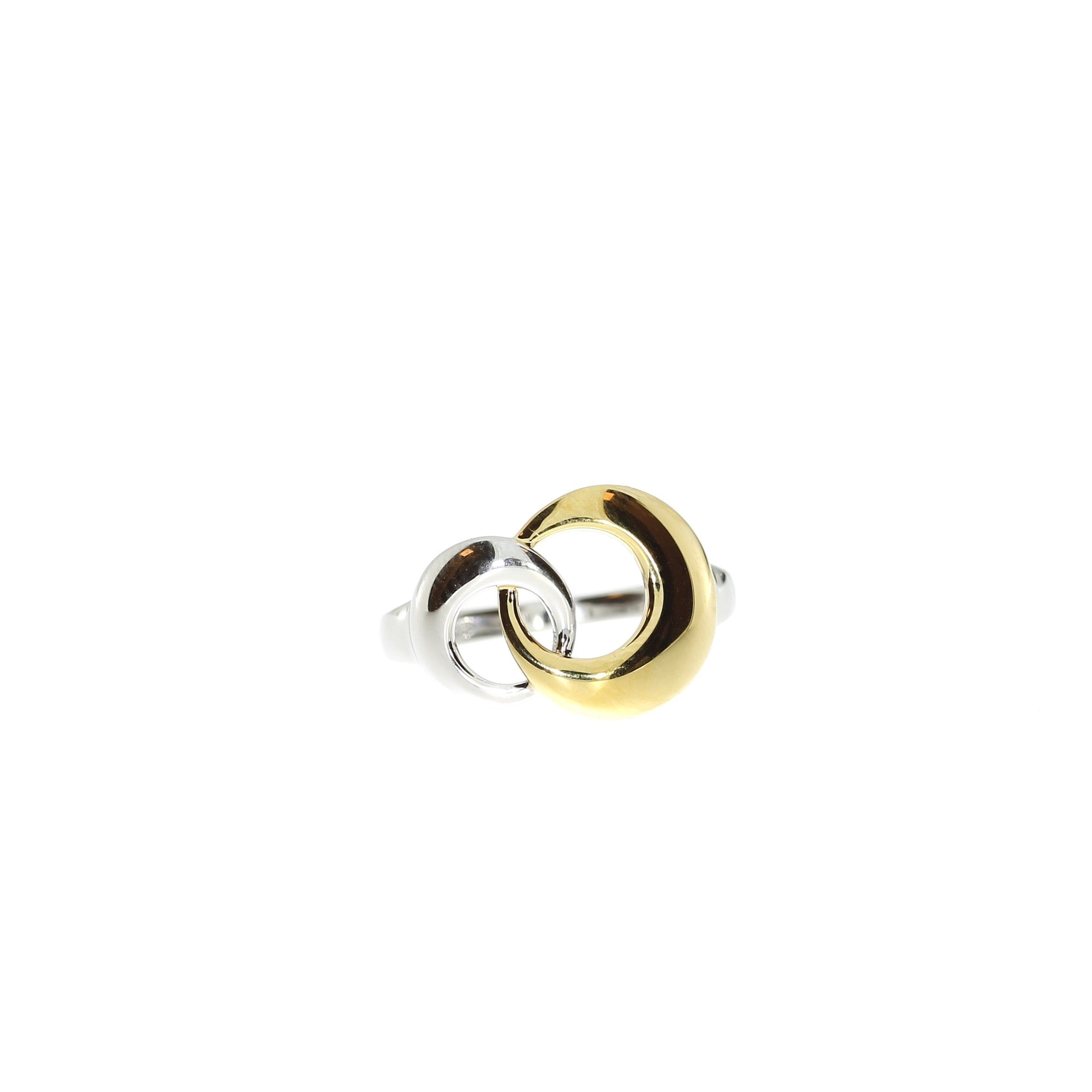 Sølv To-Farvet Cirkel Ring