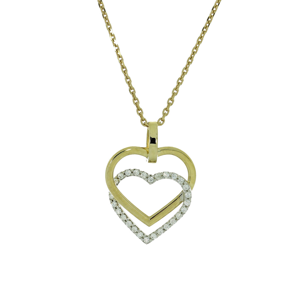 9 Karat Dobbelt Hjerte Vedhæng