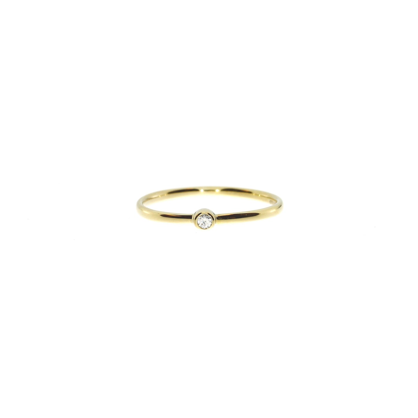 Ring - 8 kt. - Solitaire -Hvid sten