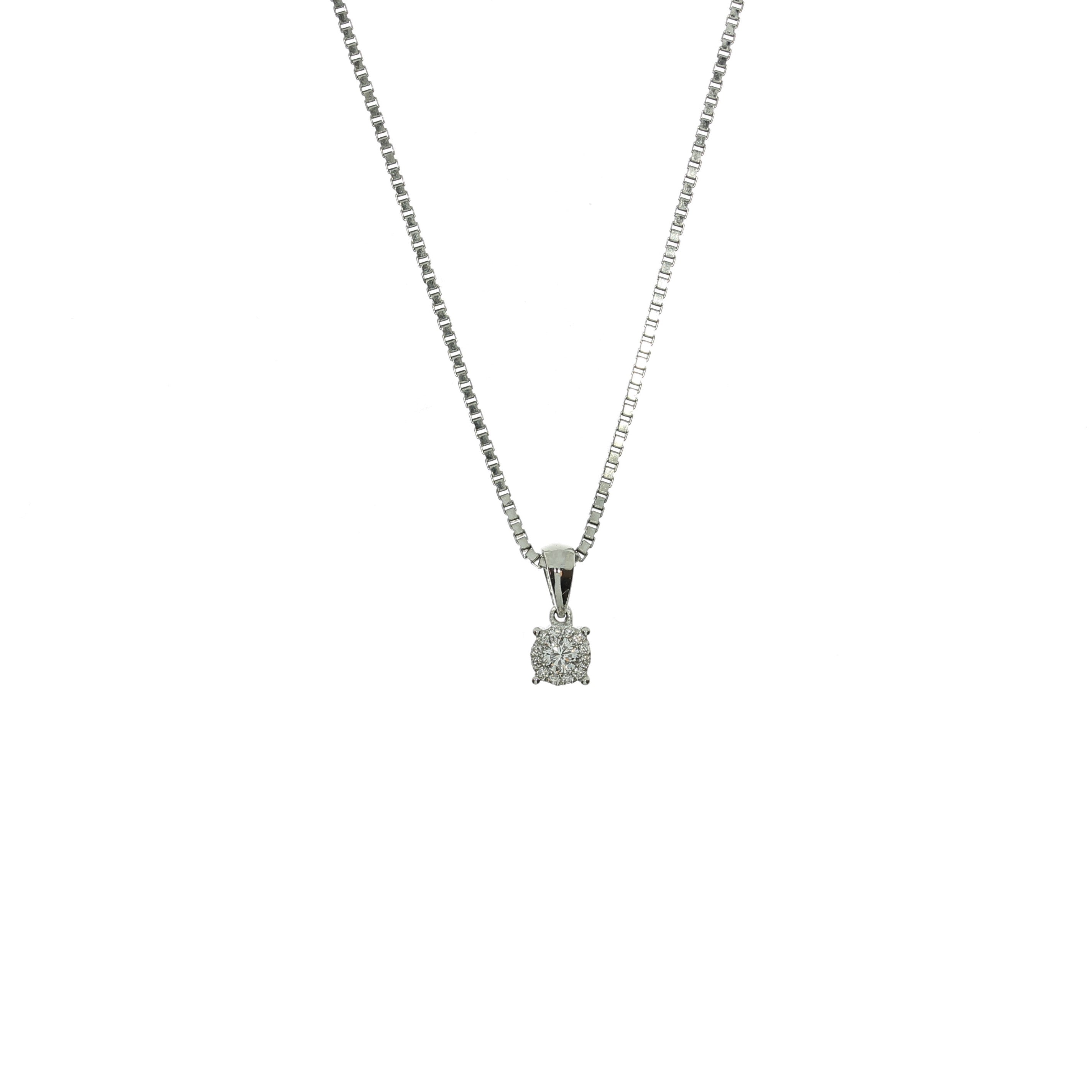 14 Karat Hvidgulds Roset Vedhæng 0,10 ct.