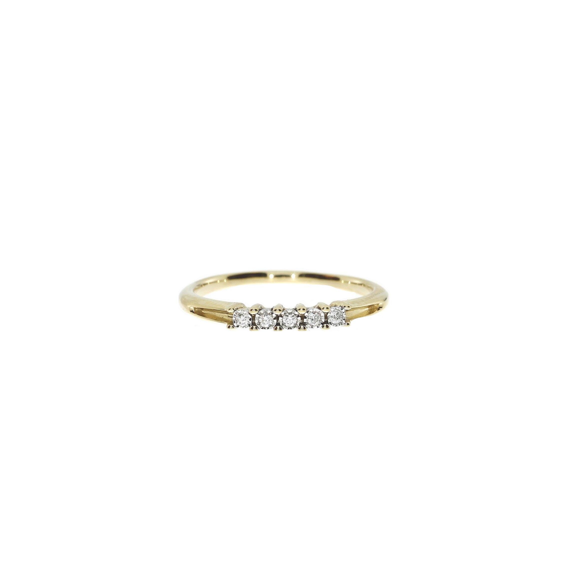 14 Karat 5 sten Række Ring