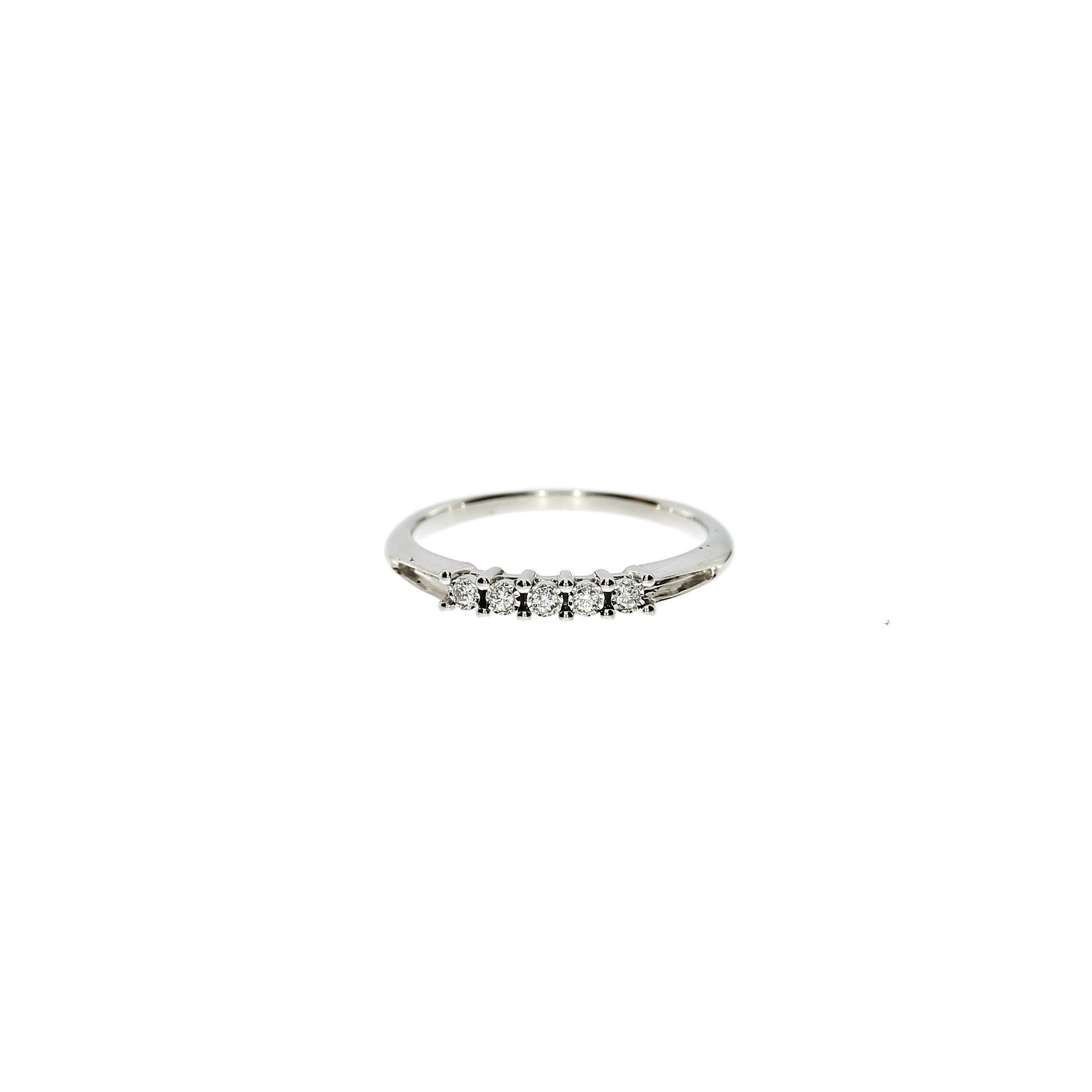 14 Karat Hvidguld 5 sten Række Ring