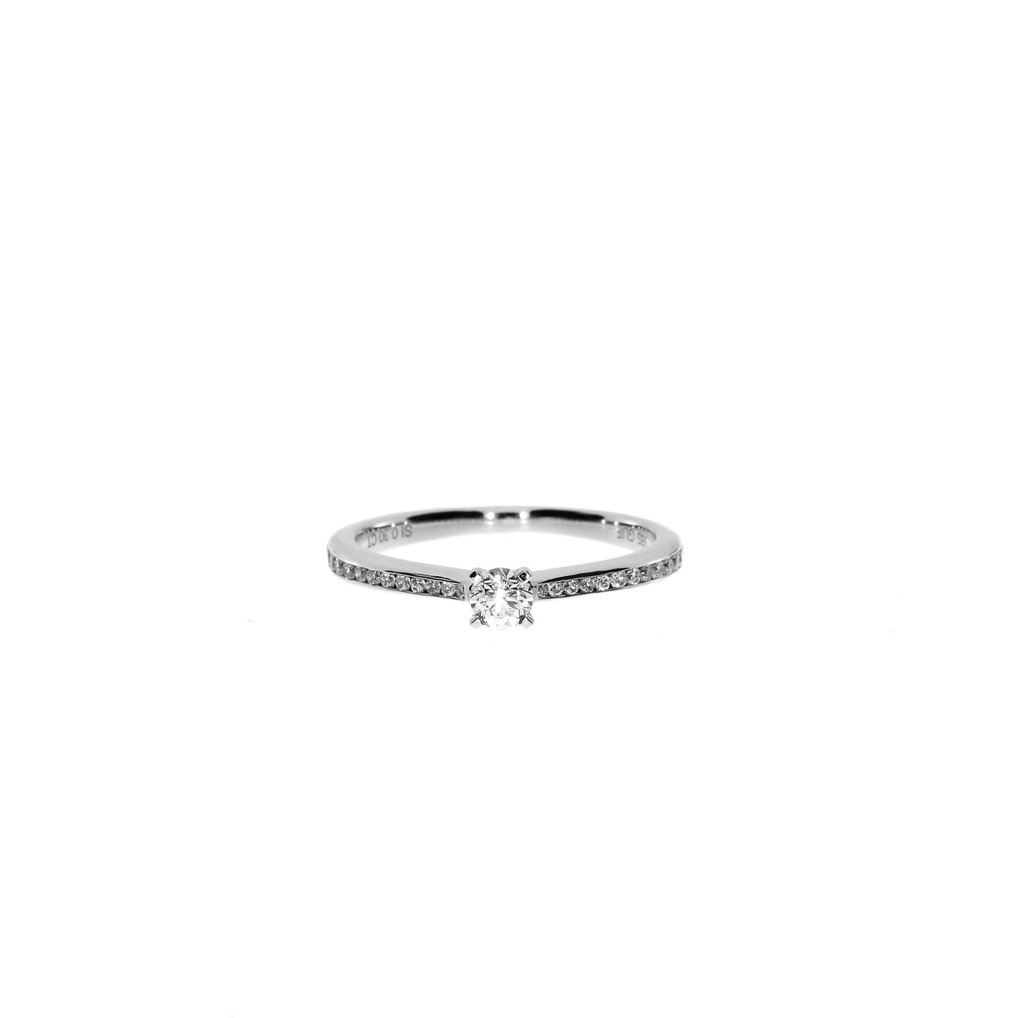 Ring - 14 kt. hvidguld  - Solitaire - Diamanter