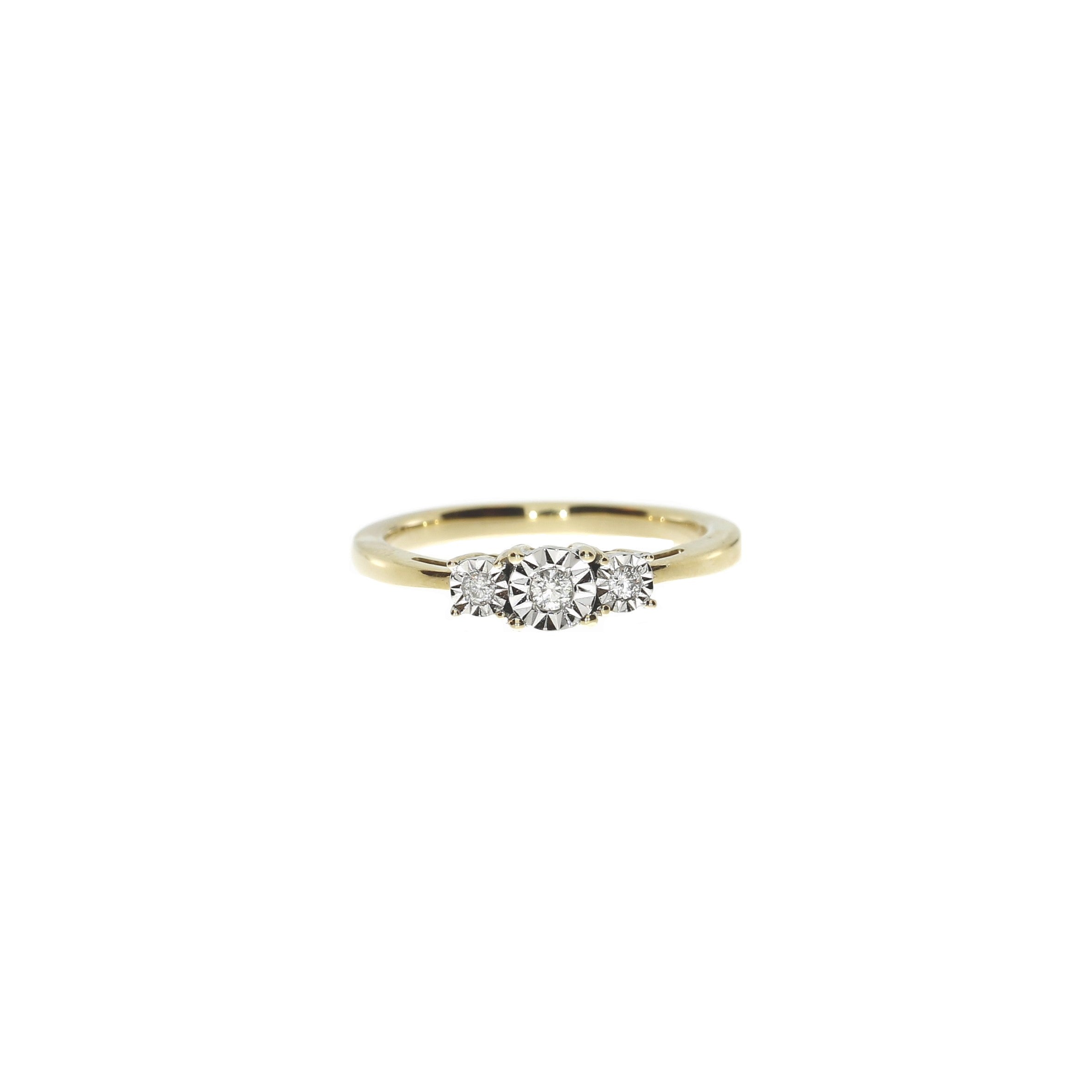 14 Karat Tre-stens Ring
