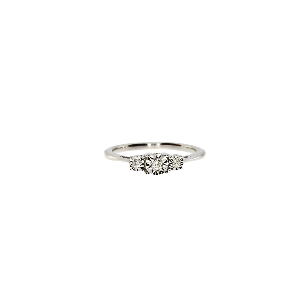 14 Karat Hvidguld Tre-stens Ring