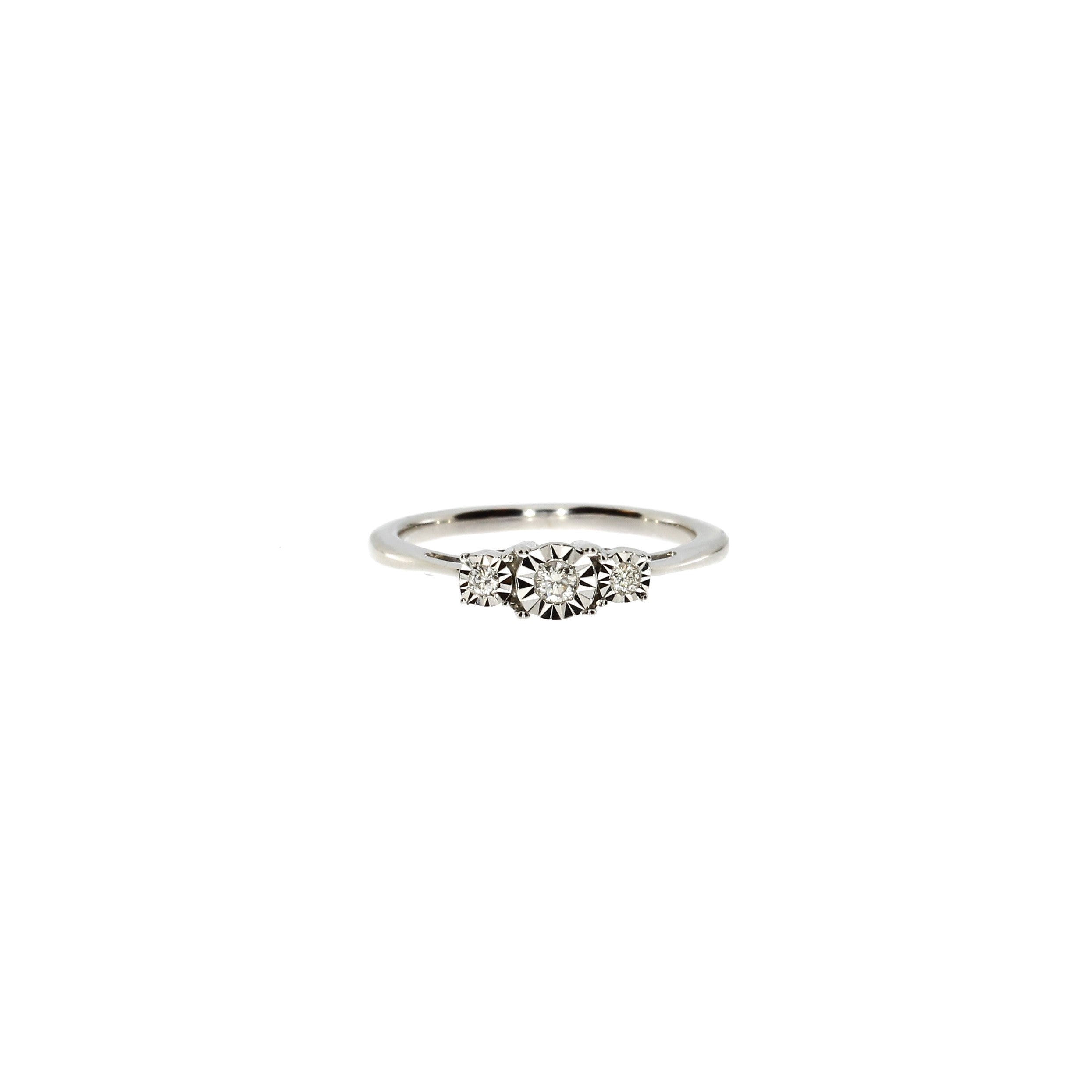 14 Karat Hvidguld Tre-stens Ring