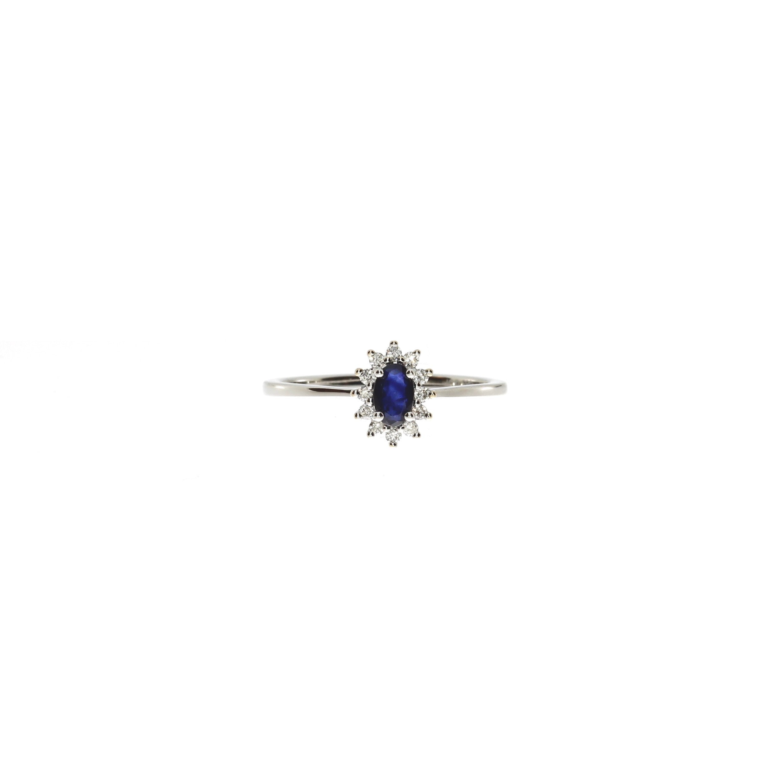 14 Karat Hvidguld Safir Roset Ring