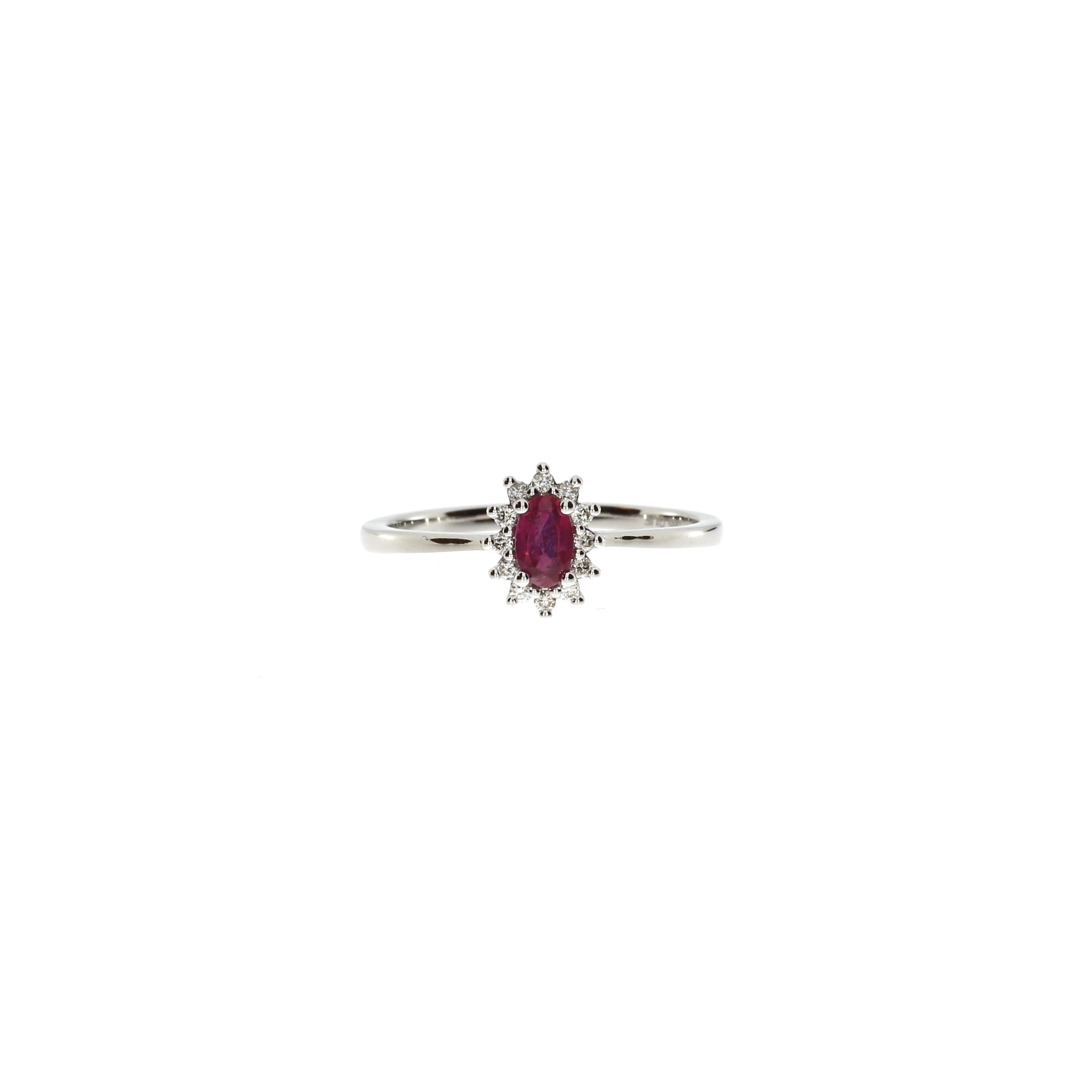 14 Karat Hvidguld Rubin Roset Ring