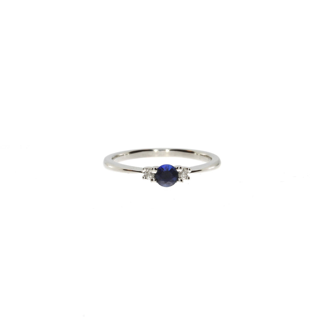 14 Karat Hvidguld Tre-stens Safir Ring