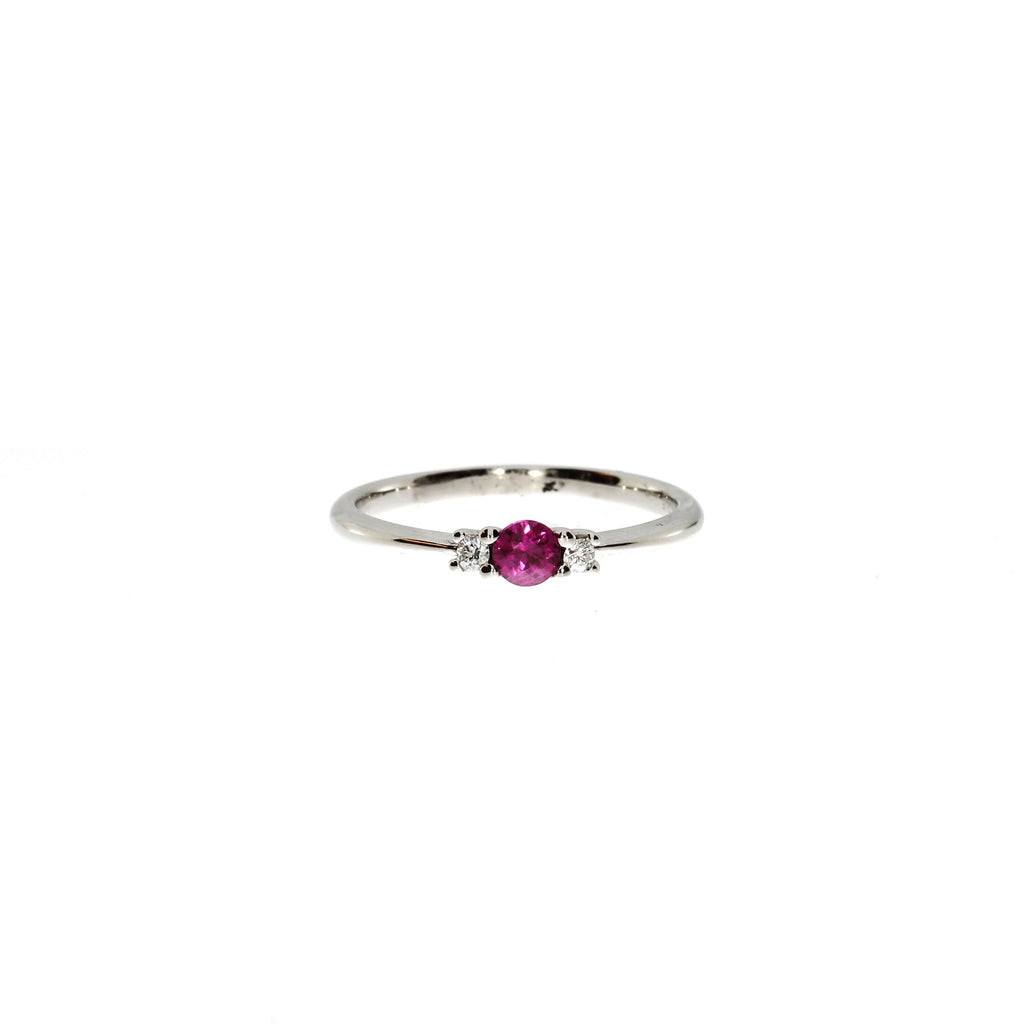 14 Karat Hvidguld Tre-stens Safir Ring