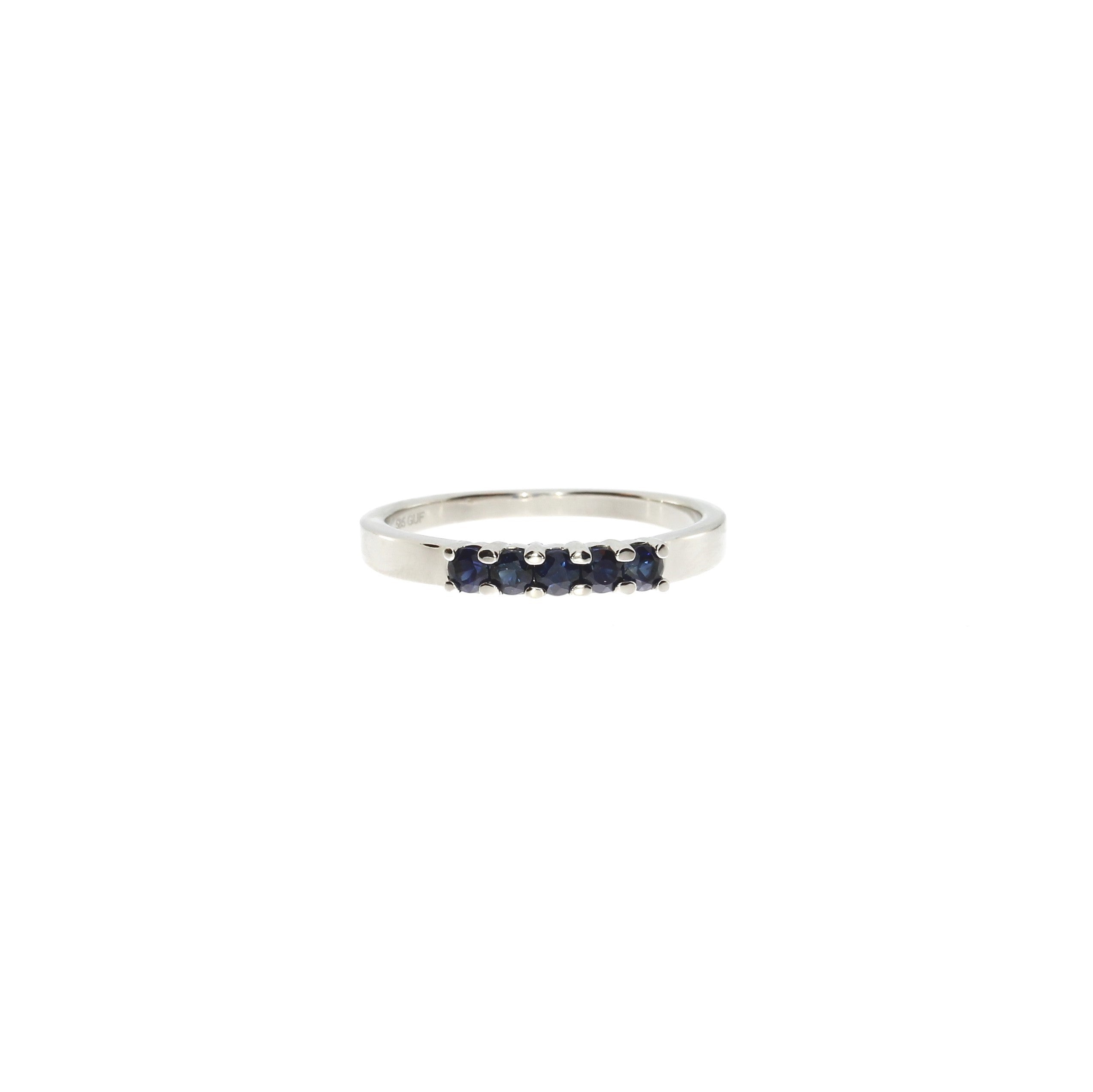 14 Karat Hvidgulds Safir Alliancering